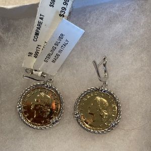 Sterling silver earrings, made in Italy. Genuine Lira coins.